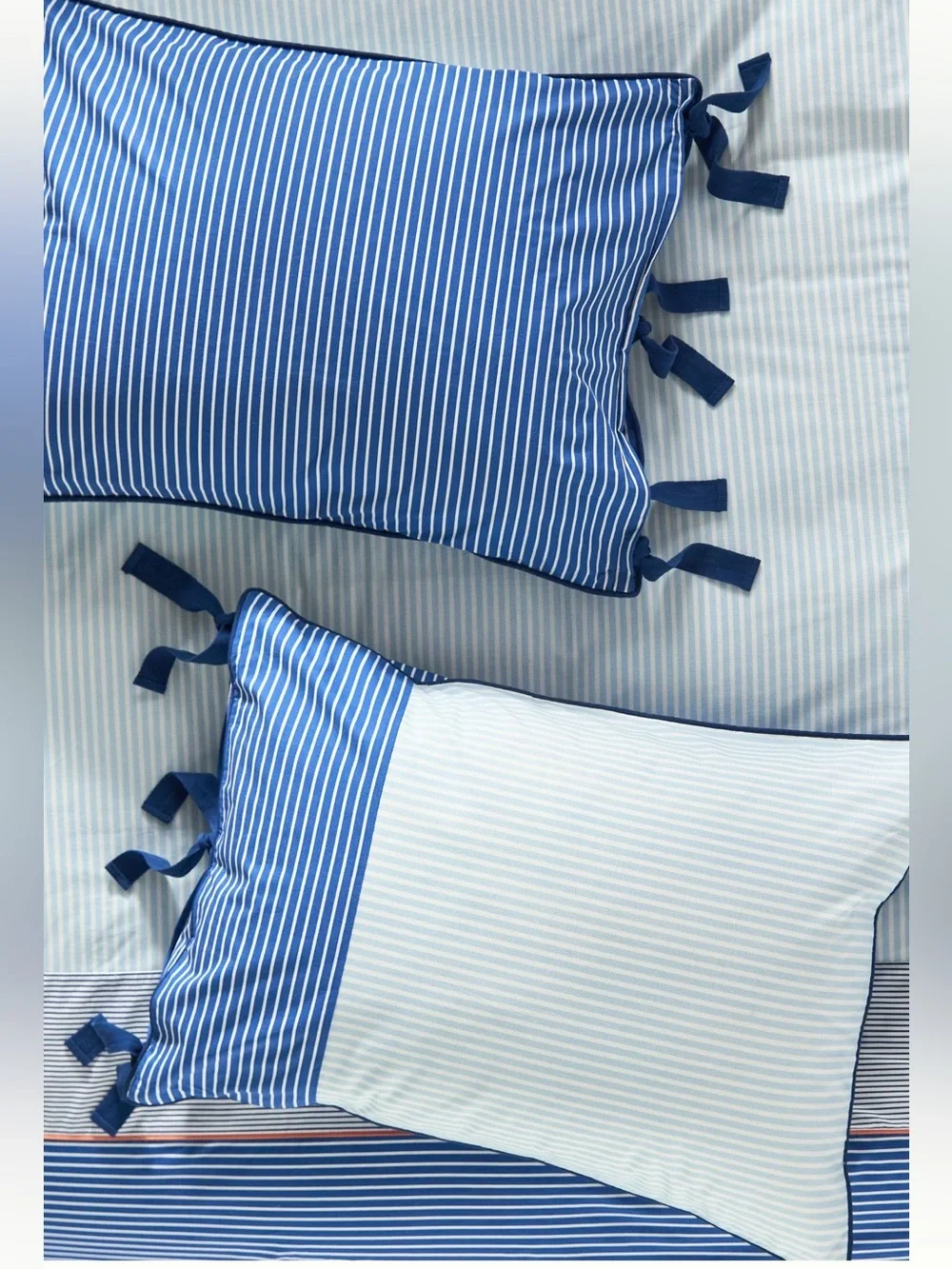 Anthropologie Livia Blue Stripe King Duvet Cover & 2 King Shams NWT